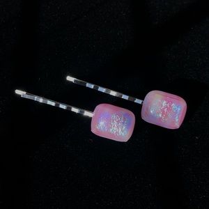 Fused glass hairpins